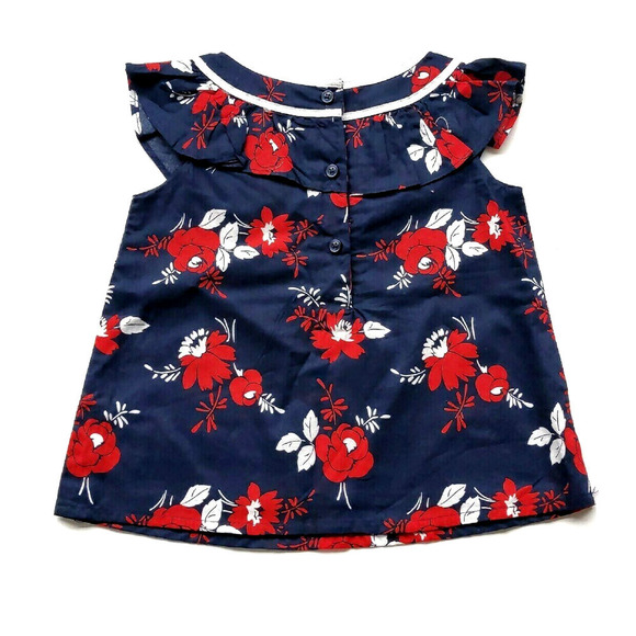 New Janie & Jack 3T Ruffle Top Red White & Blue July Holiday - Picture 2 of 5